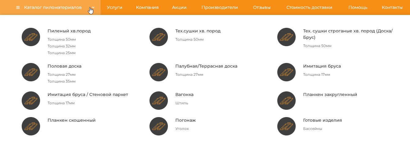 Список категорий товаров